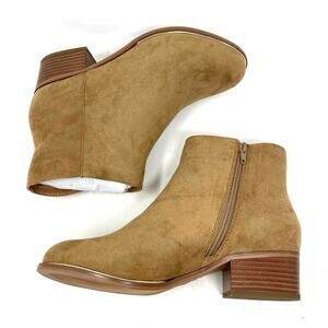 Lane‎ Bryant Ankle Booties Faux Suede Taupe Size 10W